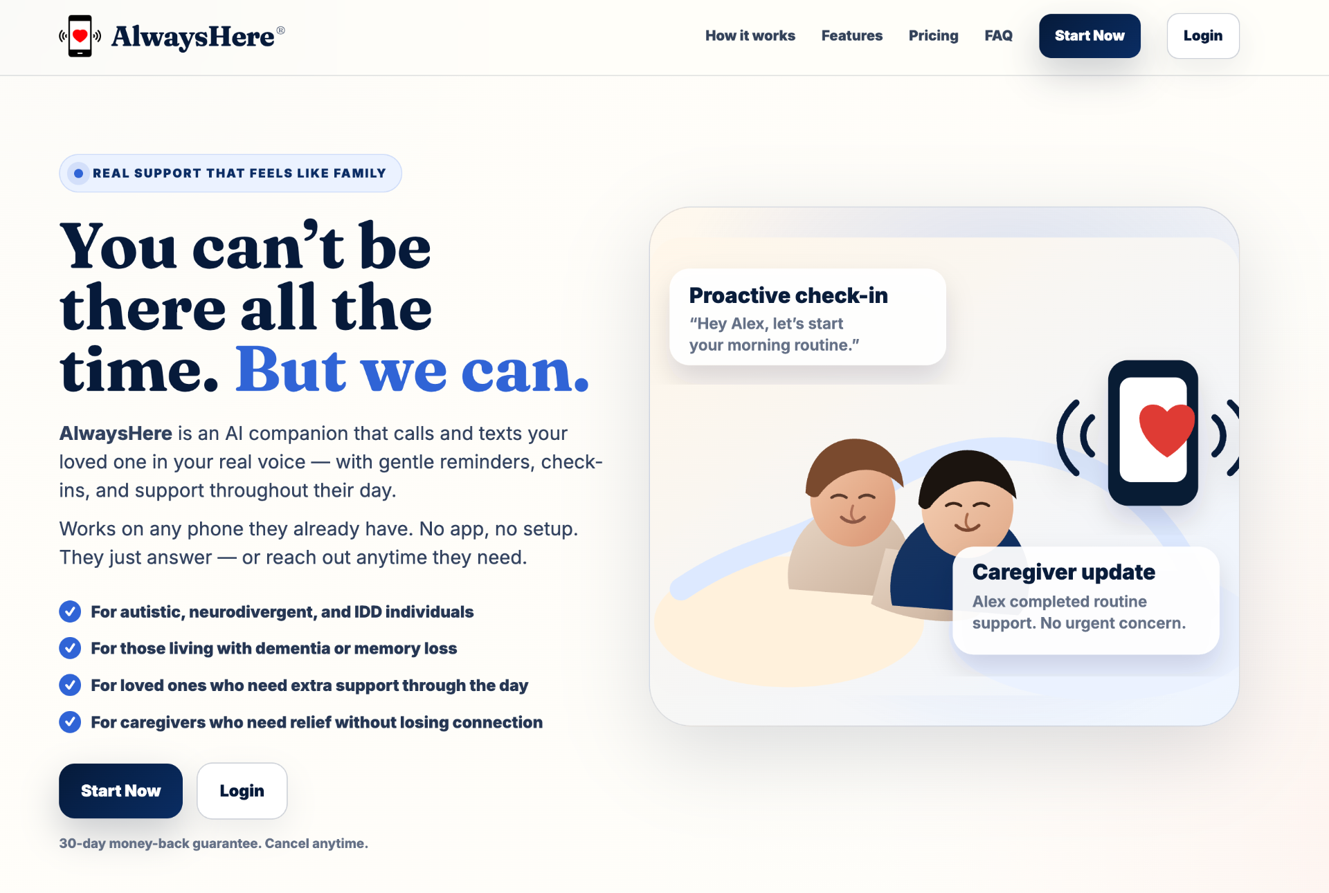 AlwaysHere voice companion app interface